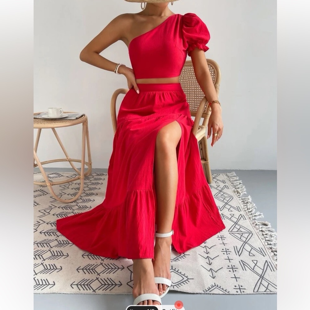 SHEIN Red One-Shoulder Dress